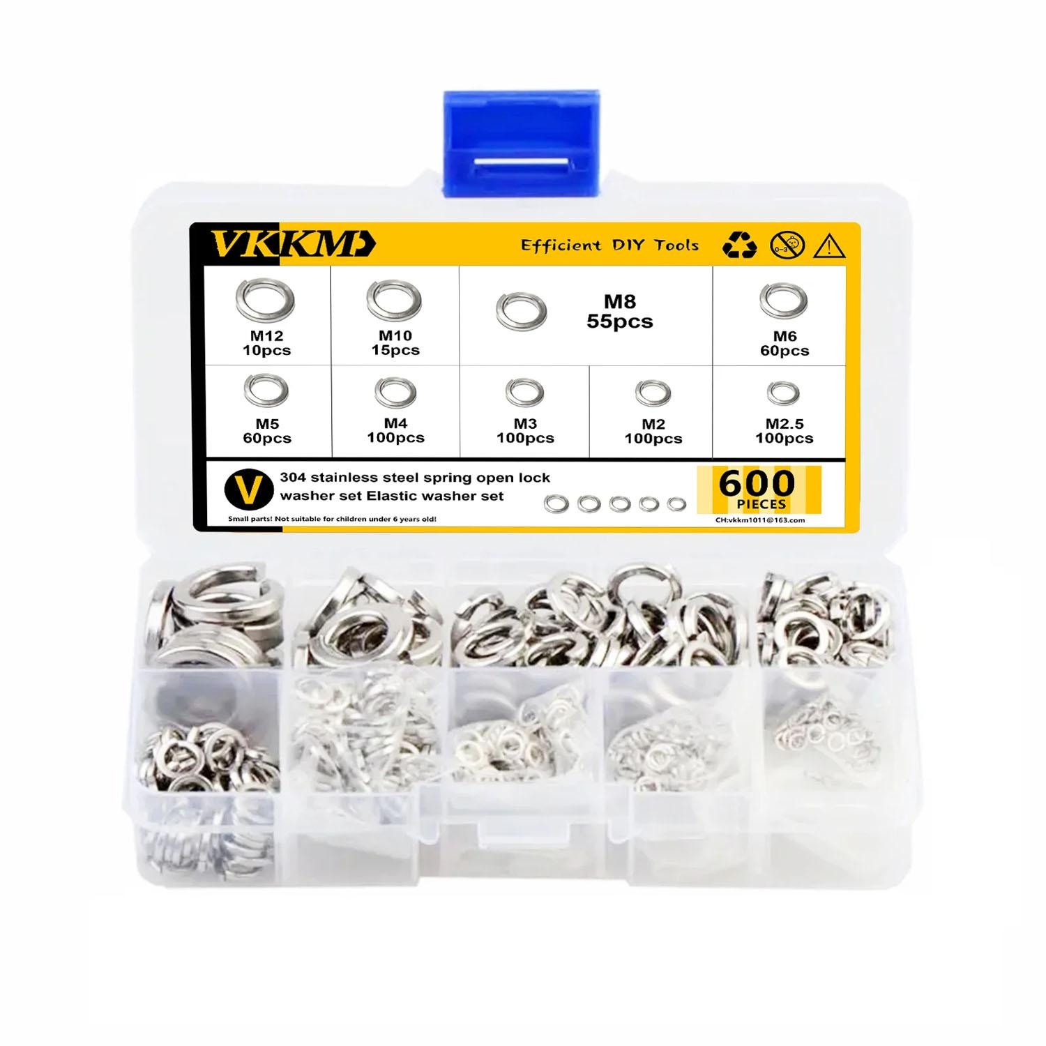 

VKKM600Pc stainless steel spring locking washer, M2-M12 hybrid set, suitable for industrial and agricultural machinery equipment 600Pcs