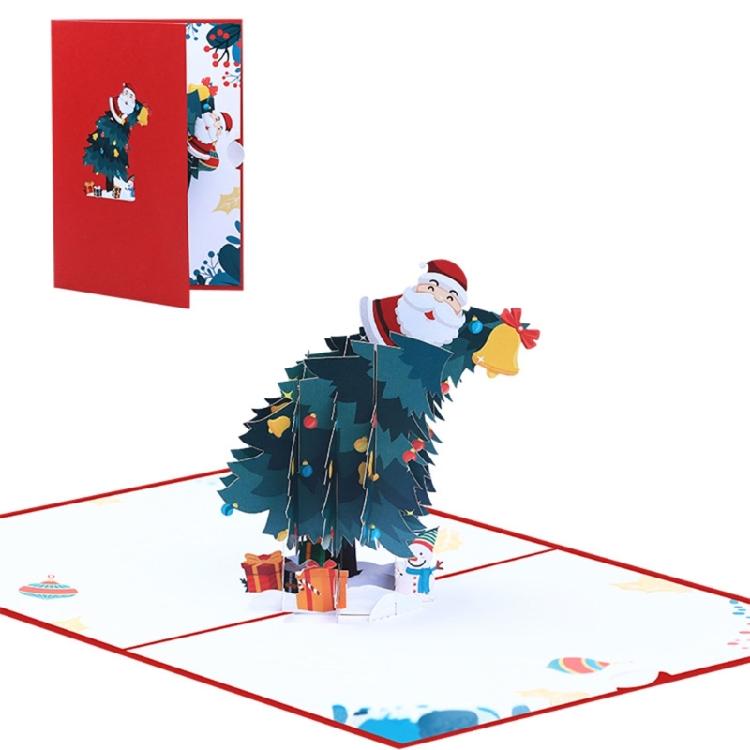 3D Pop Up Christmas Cards Charming Tree and Santa Illustrations Joyful Gift
