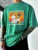 I Want To Have Coffee With My Cat Prints Men Washed Tee Shirt Casual Soft TShirts Breathable Loose Clothes Cotton Summer Top