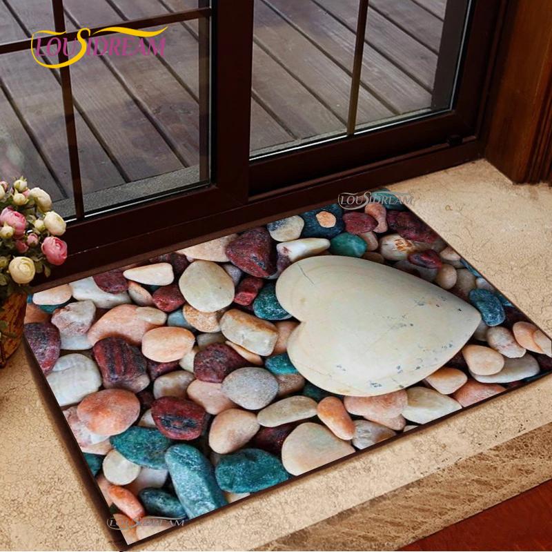 3D Cobblestone Welcome Entrance Doormats Cartoon Carpets Rugs For Home Bath Living Room Floor Stair Kitchen Hallway Non-Slip Mat