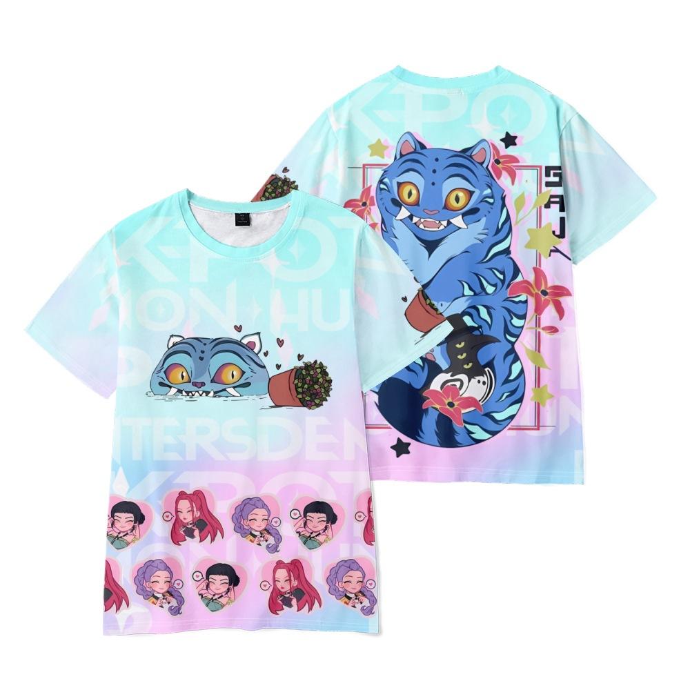 T Shirt for Men Summer Clothing Fitness KPop Demon Hunters Printed O Neck T-shirt for Male Oversized New Men T-shirts Tops