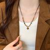 Maillard Tiger's Eye Stone Pendant Necklace Women's Light Luxury Temperament Beaded Clavicle Chain Niche