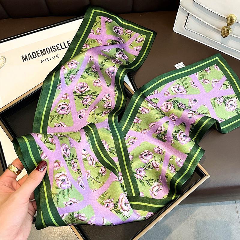 Japanese purple floral silk streamer mulberry silk silk scarf women s thin long ribbon silk scarf retro headband