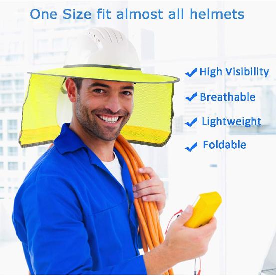 4 Pack Hard Hat Sun Shade - Full Brim Mesh Sun Shield with Reflective Strip Visor