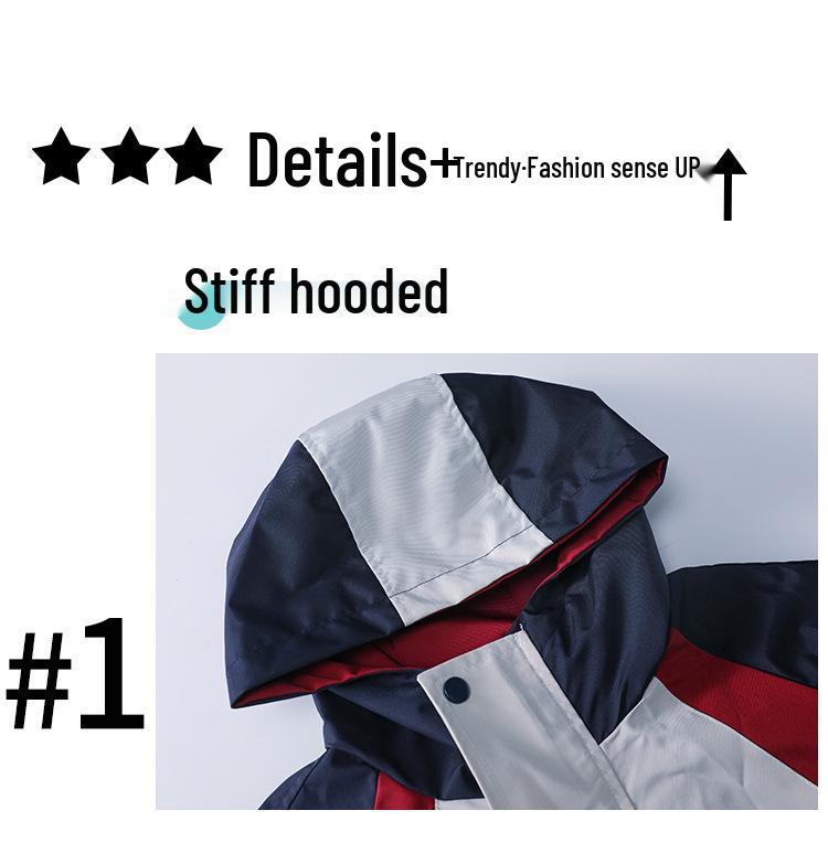2025 Boys' Spring Hooded Windbreaker - Casual Patchwork Outerwear for Big Kids
