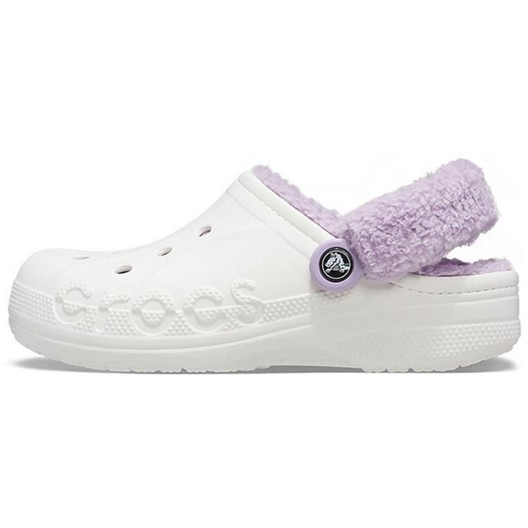 Crocs Classic Baya Lined Fuzz-Strap Clog White Lila Men s 206633-577 EU 37-38