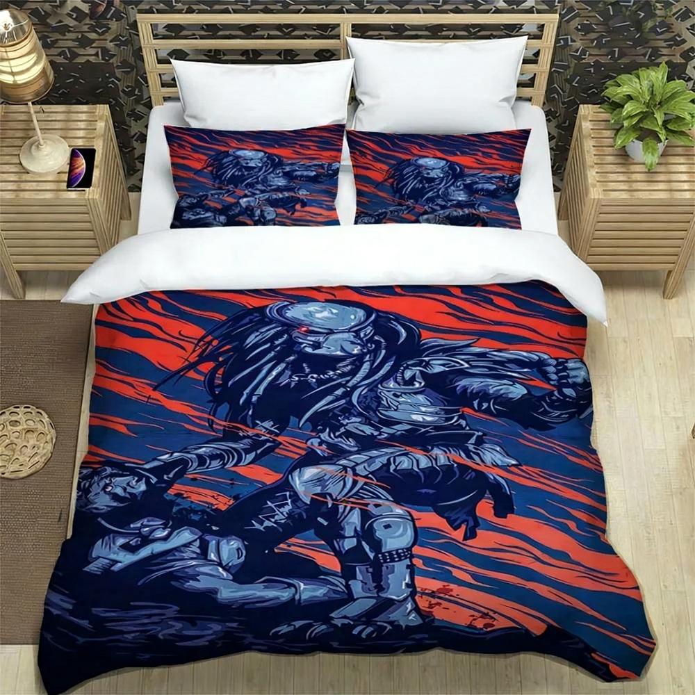 Stampa 3D Alieno Contro. Set Biancheria da Letto Film Predator Predatore Singolo Matrimoniale Queen King Size Copripiumino Adulti Ragazzi Camera da Letto Copriletto