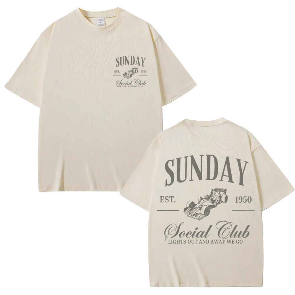 Sunday Social Running Club Graphic T Shirt Men Women Sporty Racing Vintage Fashion Short Sleeve Oversized T Shirts