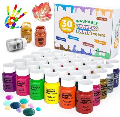 Shuttle Art Tempera Paint Finger Paint 30 Color Set Water Based Kids Paint 60ml Washable Washable Handprint Art Bottle Paint Easy To Fall Children's