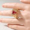 Gothic Subculture Style Heart Red Synthetic Zirconia Claw Luxury Ring for Women Vintage  Banquet Jewelry Accessories