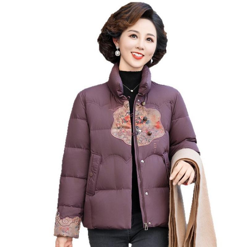 Mom's winter down cotton-padded clothes, new middle-aged and old women's clothing, winter down short cotton-padded jacket.