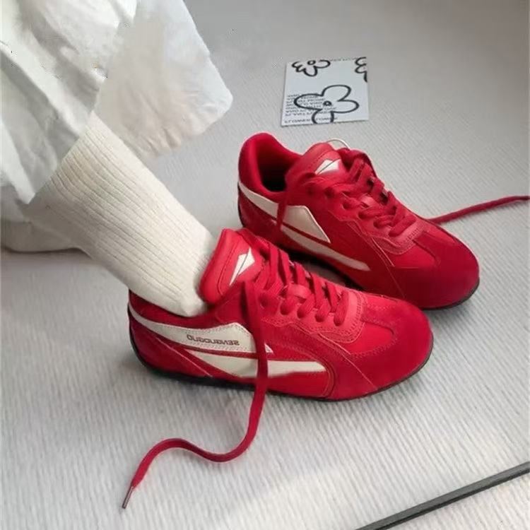 

Fashion Black women s sports casual shoes all-match student flat shoes 35 красный