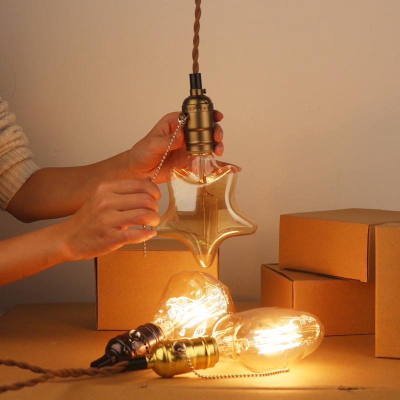 Retro Nostalgic Single Head Iron Glass Pendant Lamp Loft Industrial Style Small Lantern Bar Dining Chandelier Incandescent Lamps