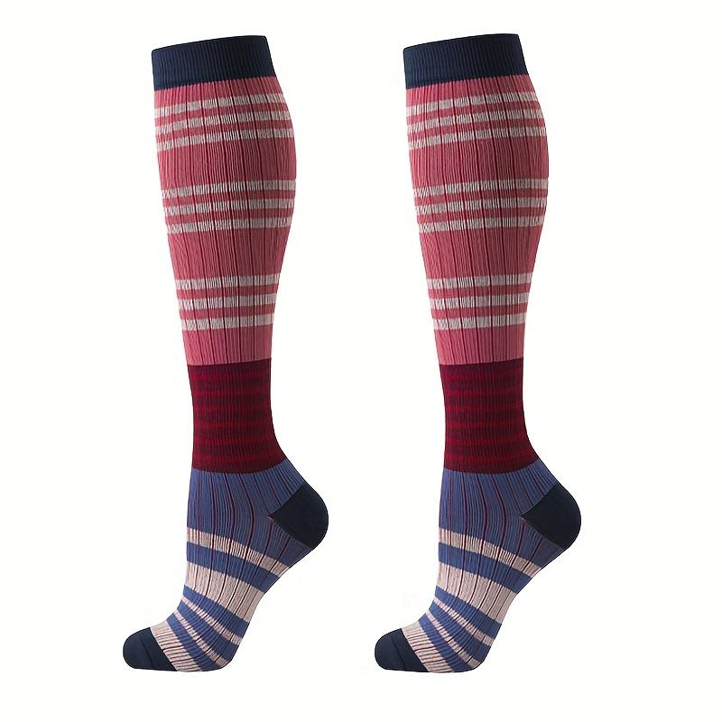 high quality6 Pairs of Multi-Color Striped Compression Socks for Men & Women - Comfortable, Versatile, and Stylish for Daily Wear, Running, and