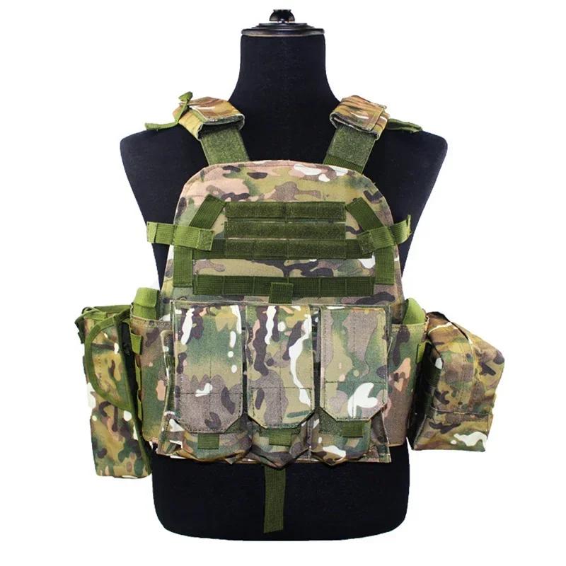 6094 Camouflage Tactical Vest Multi-Functional Plate Carrier Adjustable Combat Hunting Equipment for Men Outdoor Cycling