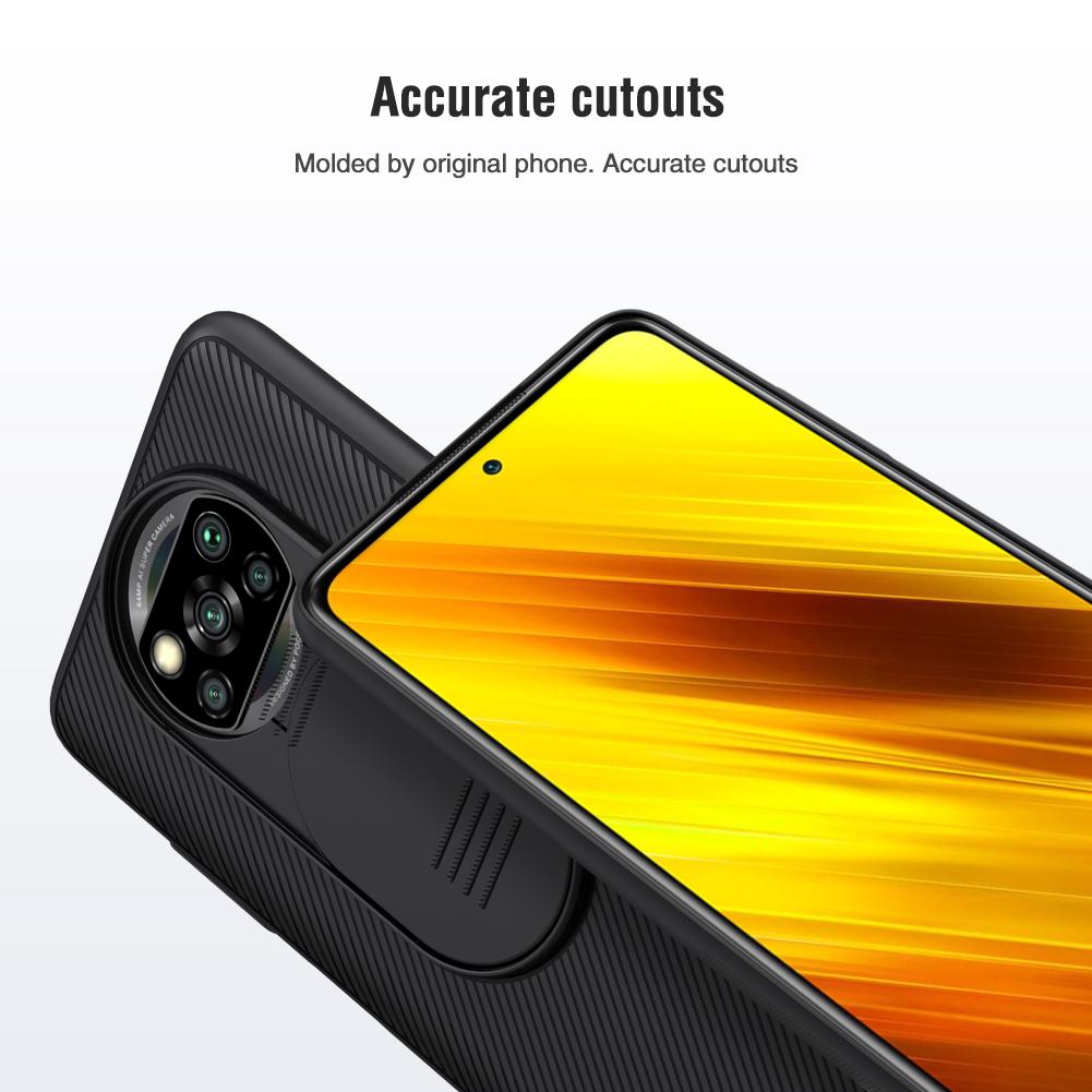 Nillkin Custodia Per Xiaomi Poco X3 NFC Con Copertura Scorrevole Fotocamera - Sottile, Anti-impronta, Supporta Ricarica Wireless, Nero