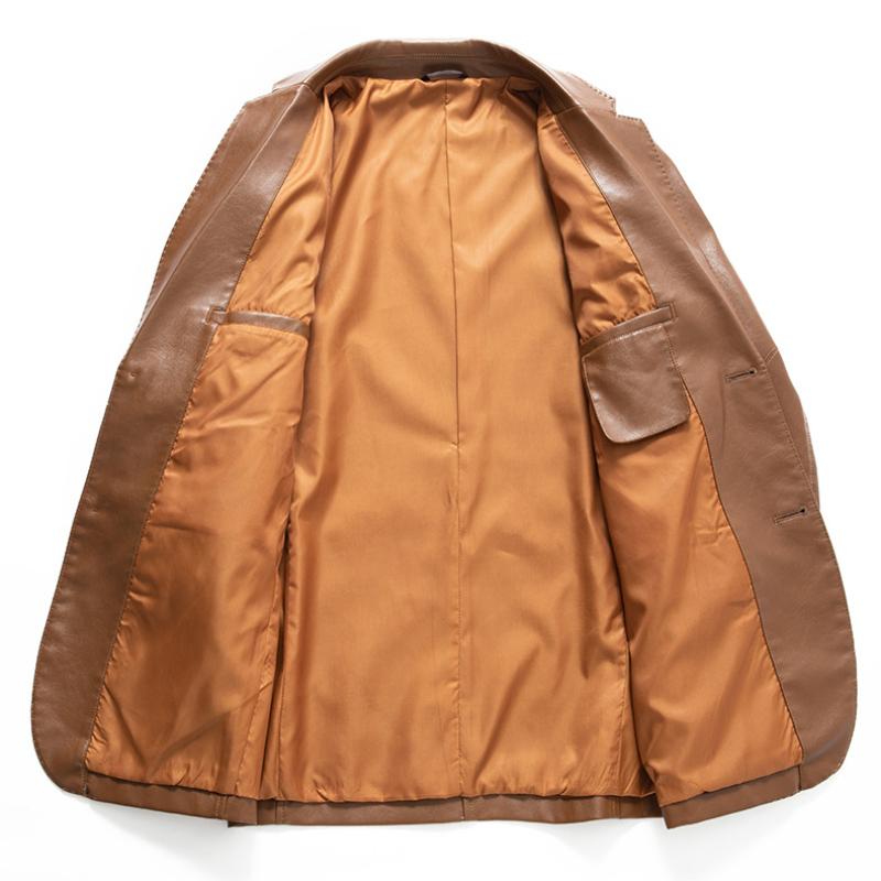 Men's   Spring Faux Leather Outerwear: Stylish Korean-Inspired Relaxed Leather-Coated Jackets, Trendy Casual Tops