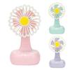Summer Flower Desk Fan with Night Light Phone Holder 3-Speed Angle Adjustable Fan Rechargeable Office Bedroom Travel Personal Cooling