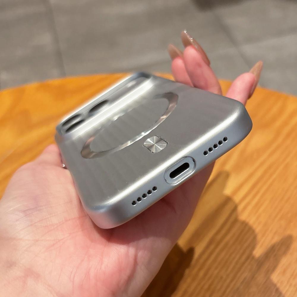 Matte Corrugated For Magsafe Magnetic Case For iPhone 17 Pro Max 17E 16 15 Plus 14 13 12 Luggage Striped Textured Thin PC Cover