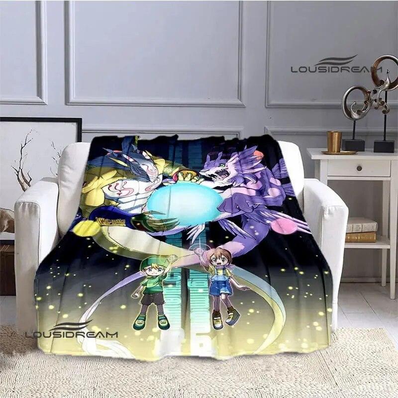 Digimon Cartoon Printing Blanket Flange Warm Blanket Picnic Blanket Home Travel Blanket Bed Linings Birthday Gift