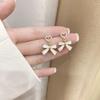 Korean Fashion Charm White Bowknot Stud Earring for Women Temperament Pearls Bow Heart Earrings Party Jewelry Accessories Gift