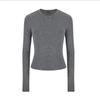 T-shirt da donna coreana aderente a maniche lunghe con vita stretta, strato interno di alta gamma, top corto per l'inizio dell'autunno