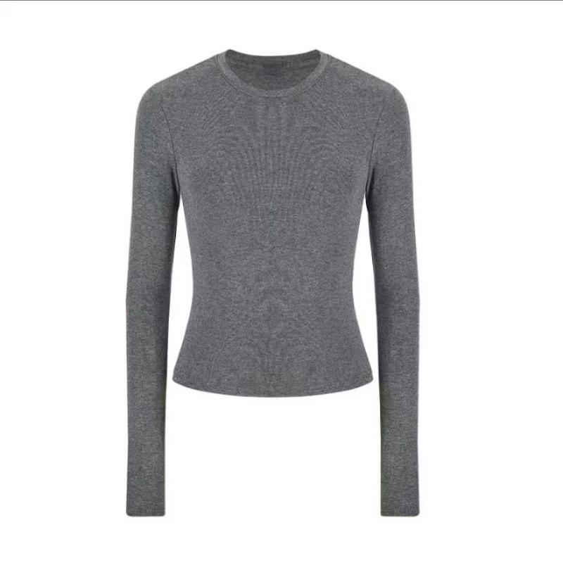 

Women s Slim Fit Black Long Sleeve Round Neck T-Shirt - Early Autumn Basic Style XL (115-125 cm)