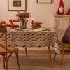 Christmas Gift Print Tablecloth New Xmas Faux Linen Dining Table Decor Backdrop