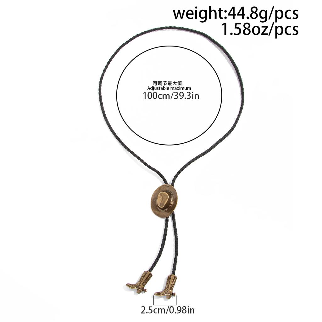 Ingemark Ethnic Cowboy Hat Boots Pendant Choker Necklace for Women Collares Goth PU Leather Chest Chain Necklace Party Jewelry