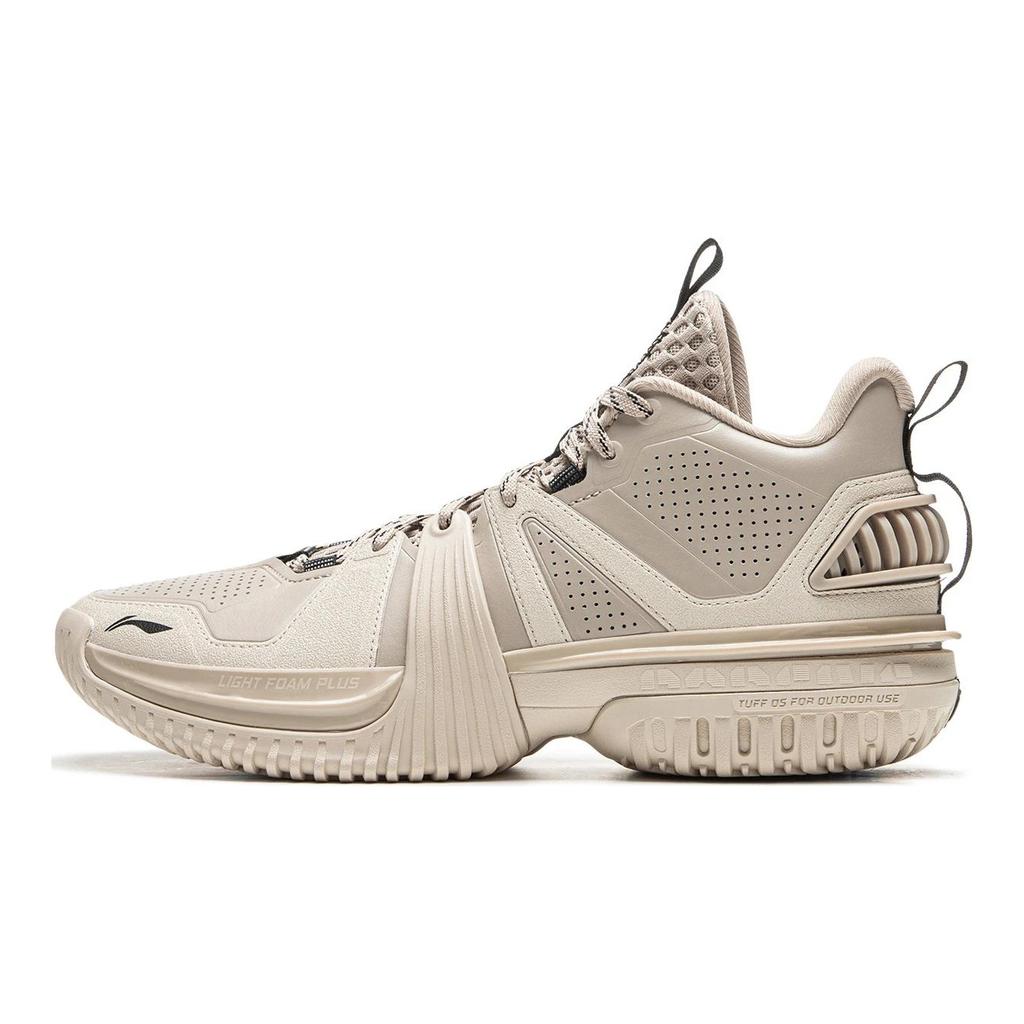 Li Ning Storm 2024 WNTR Badfive Leichtgewicht Rebound Grip Langlebig Stabilität Dämpfung Rutschfest High-Top Basketballschuhe Herren Sneaker Beige ABFU051-3