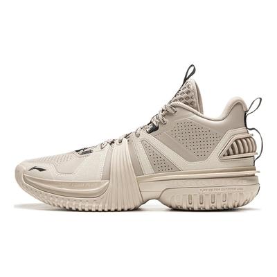 נעלי כדורסל לגברים Li Ning Storm 2024 WNTR Badfive קלות משקל, עם ריבאונד, אחיזה, עמידות, יציבות, ריכוך, מונעות החלקה, גזרה גבוהה, נעלי ספורט בז' ABFU051-3