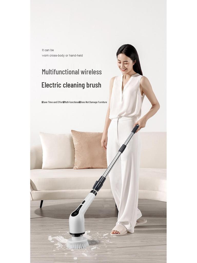 7-i-1 Sladdlös Elektrisk Rengöringsborste med Utdragbart Långt Handtag för Badrum och Golv