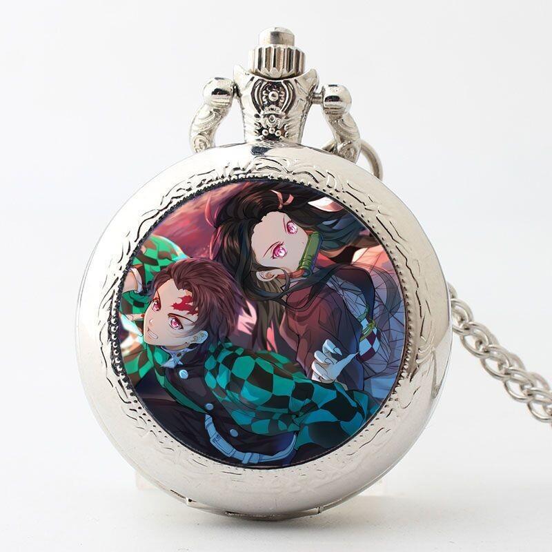 Demon Slayer Peripherals Kamado Tanjirou Pocket Watch Watch Cartoon Necklace Student Simple Anime Creative Holiday Gift