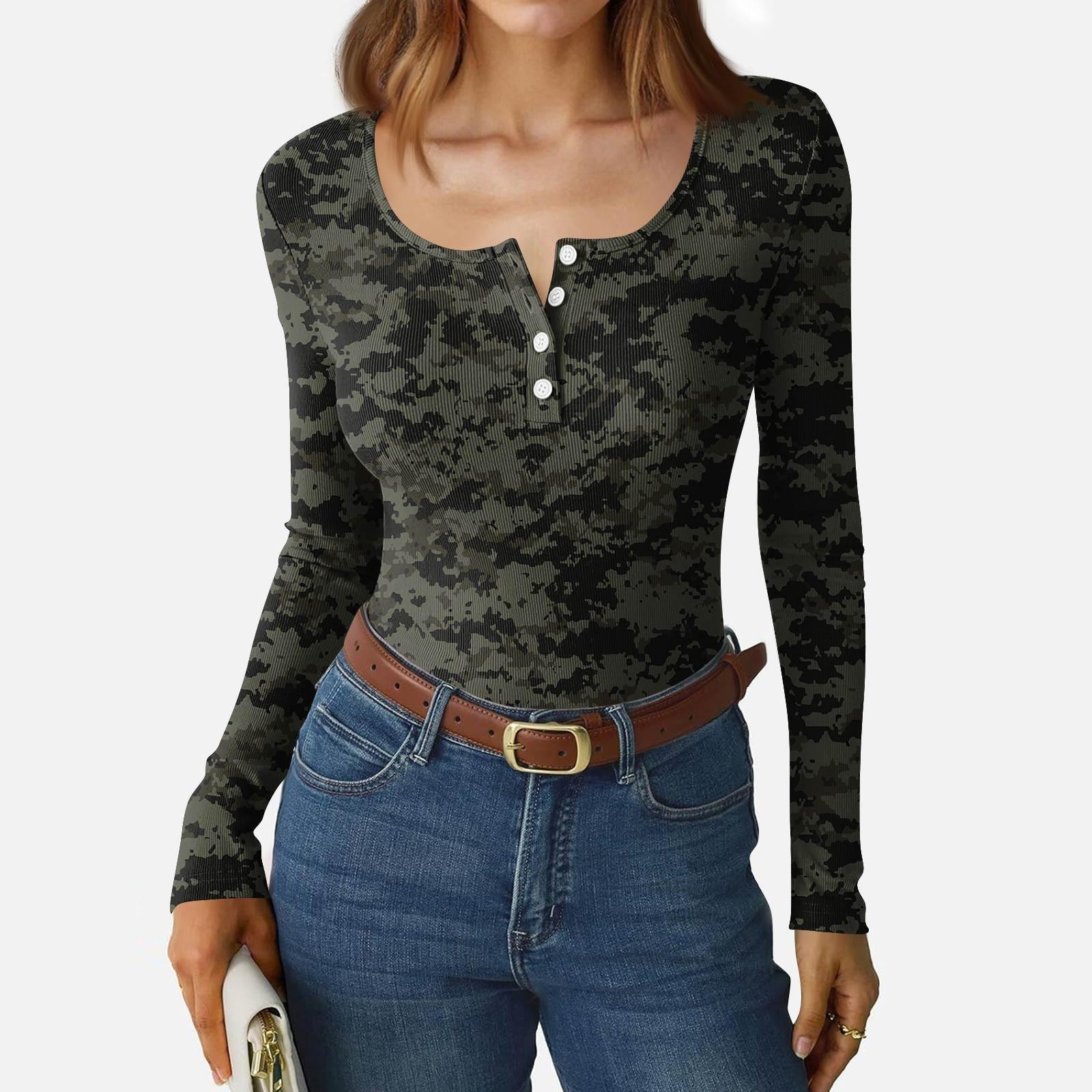 

Женская приталенная футболка Модная повседневная с градиентным принтом Пуловер с круглым вырезом и длинным рукавом S