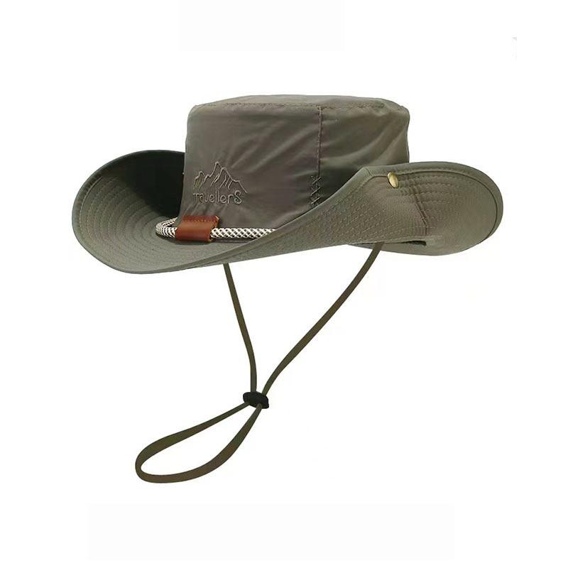 Cappello da cowboy a tesa larga per l'estate, da esterno, con protezione UV, per escursionismo, campeggio, parasole, da uomo e da donna, tinta unita, pieghevole, Panama