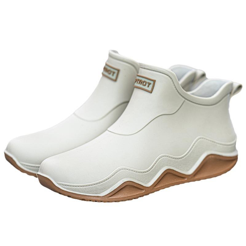 Water shoes short tube couple rain shoes men's low-top outer wear thick-soled shallow mouth non-slip rubber shoes men and women
