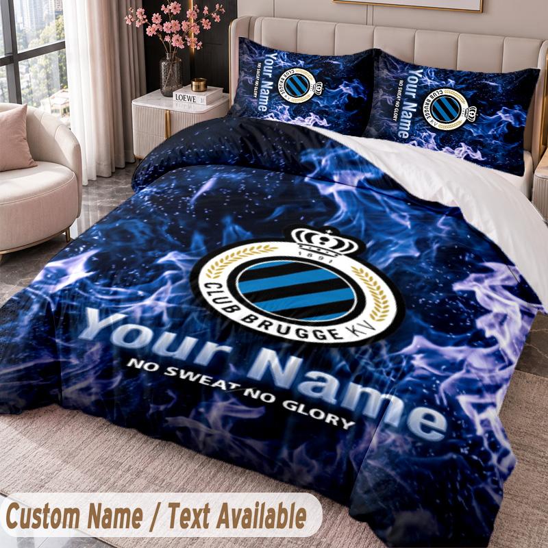 Club Brugge FC Printed Bedding Set Custom Name Text 1 Duvet Cover 2 Pillowcases For Bedroom
