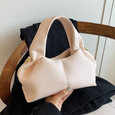 This Year, French Niche Solid Color Simple Portable Cloud Bag Fashion Commuting Versatile Foreign Style Messenger Bag Women