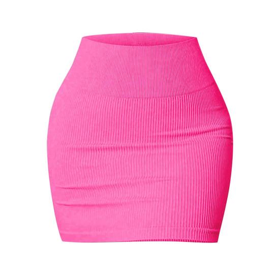 Women Mini Skirt Elastic High Waist Solid Color Short Skirt Hip-Hugging Bodycon Skirt Soft Breathable