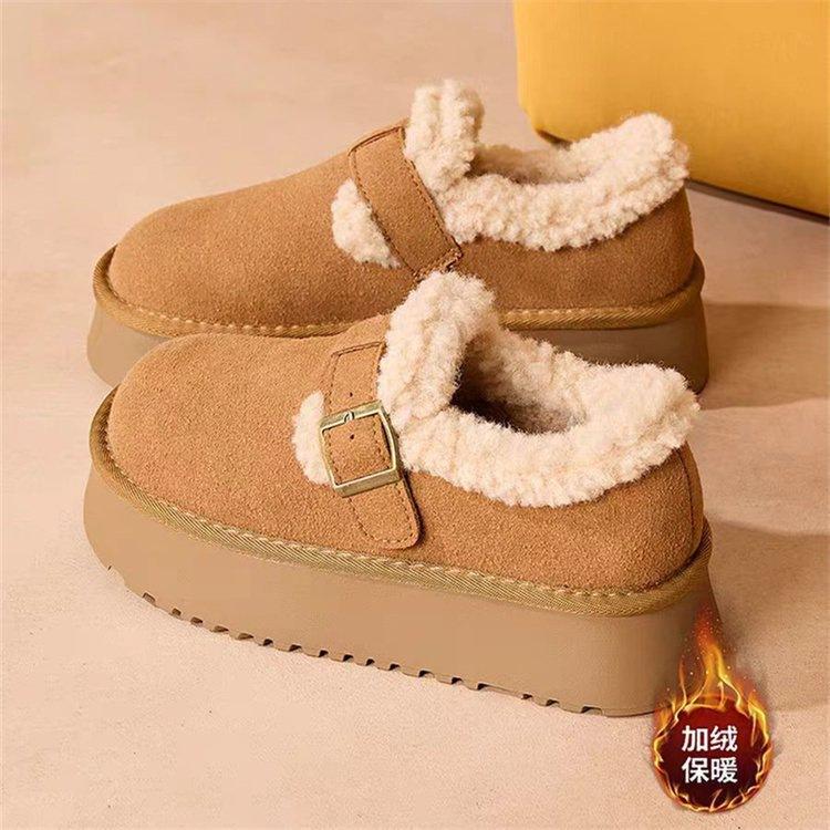 Beautiful New Choice Suede Single Shoes Muffin Bottom Rubber Deep Mouth Round Head Artificial Comfort Convenient Cotton Shoes