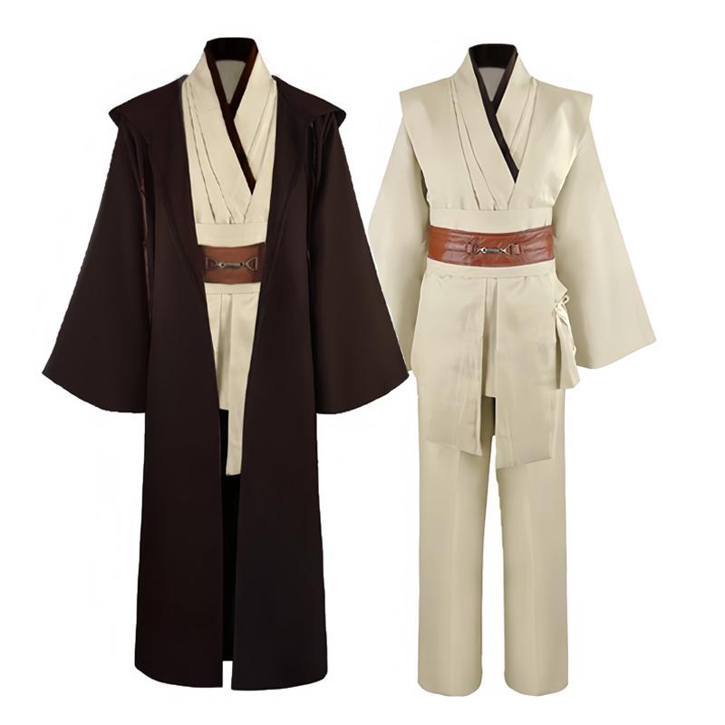 Obi Wan Kenobi Herrenkostüm Robe Erwachsener Männlich Jedi Ritter Tunika Kostüm Kapuzenuniform Komplettset Halloween Cosplay Umhang