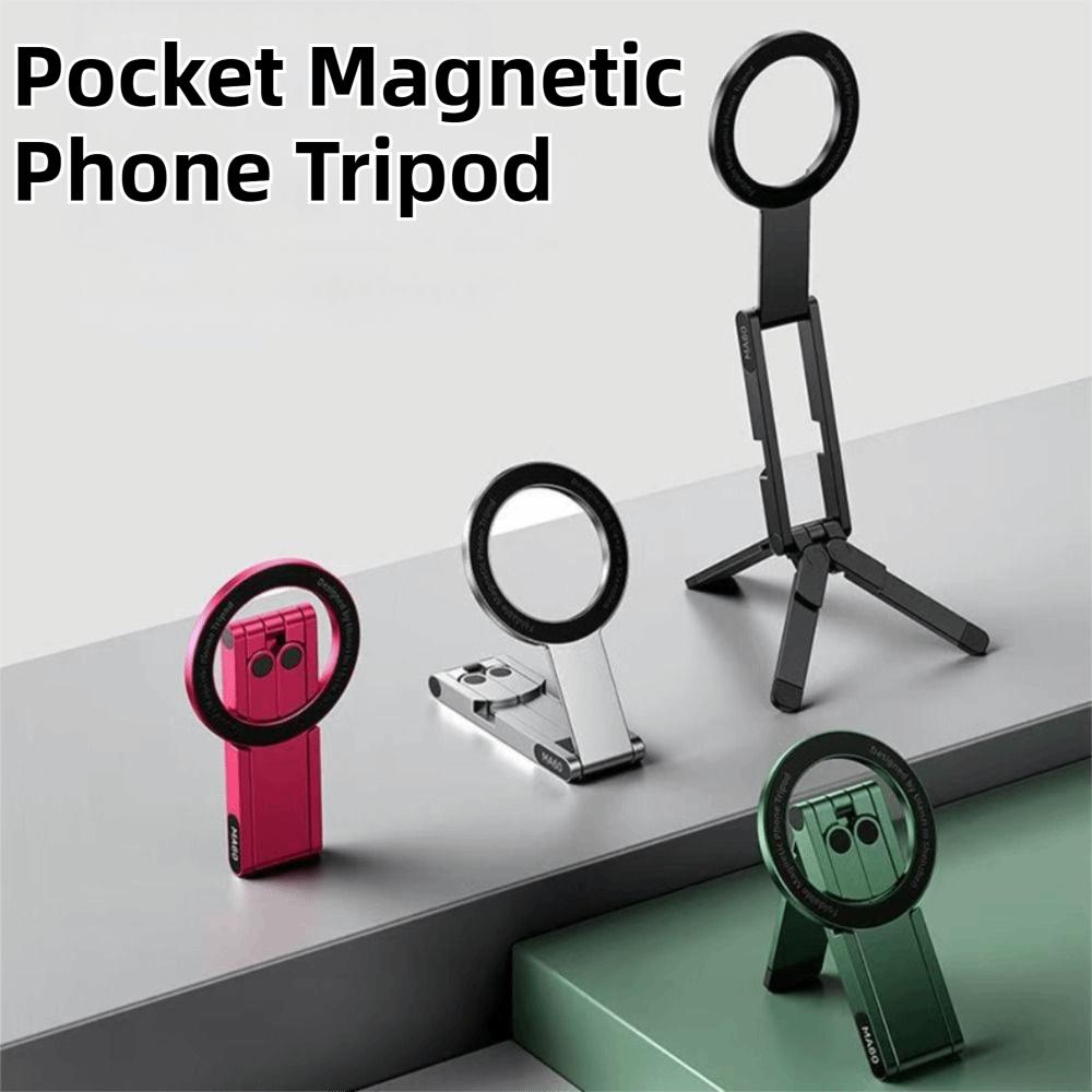 Magnetic Phone Tripod Stand Foldable Portable Smartphone Phone Holder Mini Handheld Selfie Stick Pocket Cell Phone Stand Outdoor