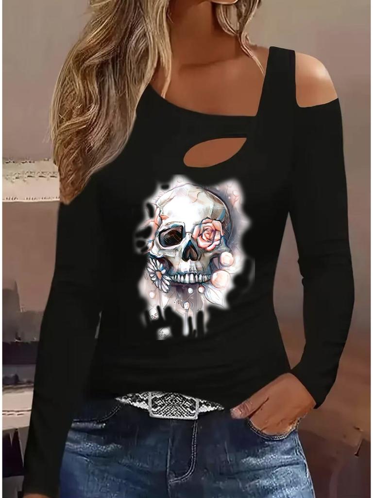 Fashion Painting Blouses Long Sleeved T Shirts Casual Skirt Tops