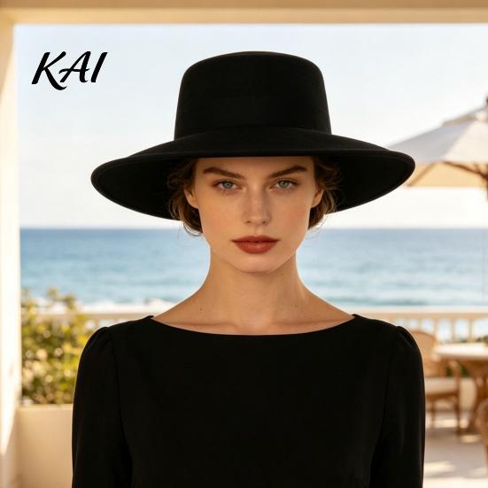 Retro Styl Doplněk k šatům Plochý klobouk Fedora, Klobouk Derby ze směsi vlny, Univerzální formální pokrývka hlavy Jazz, Široký okraj Plstěný klobouk pro ženy, Akce &