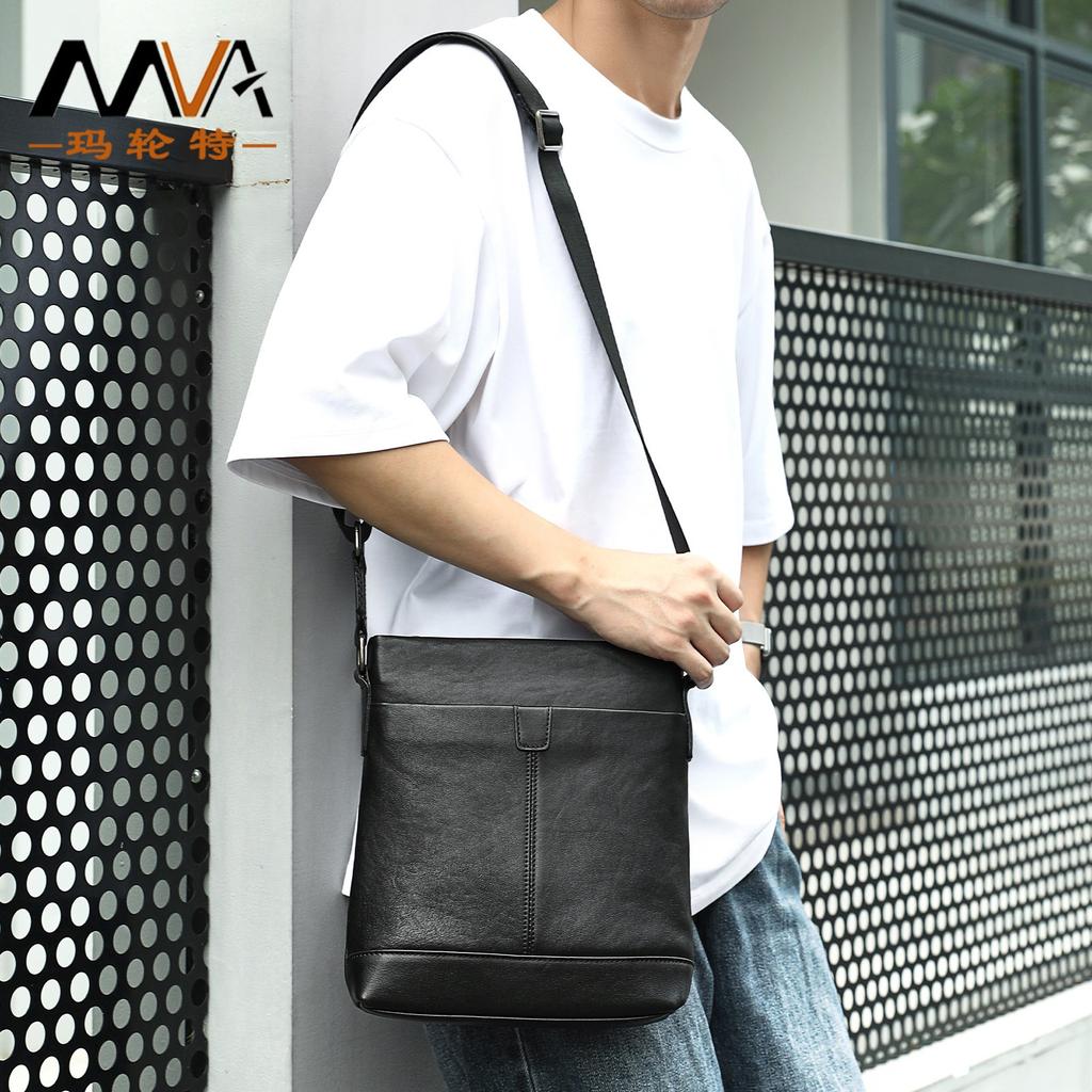 Men's Vertical Leather Crossbody Bag 22 x 6 x 25.5cm