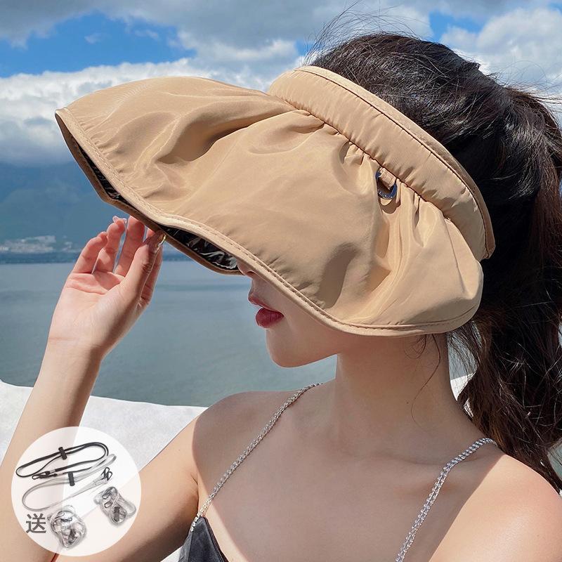 Summer Sun Hat Korean Sunscreen Hat Large Visor Visor Face Net Red Shell Hat Portable Curling Hoop Sun Hat for Women