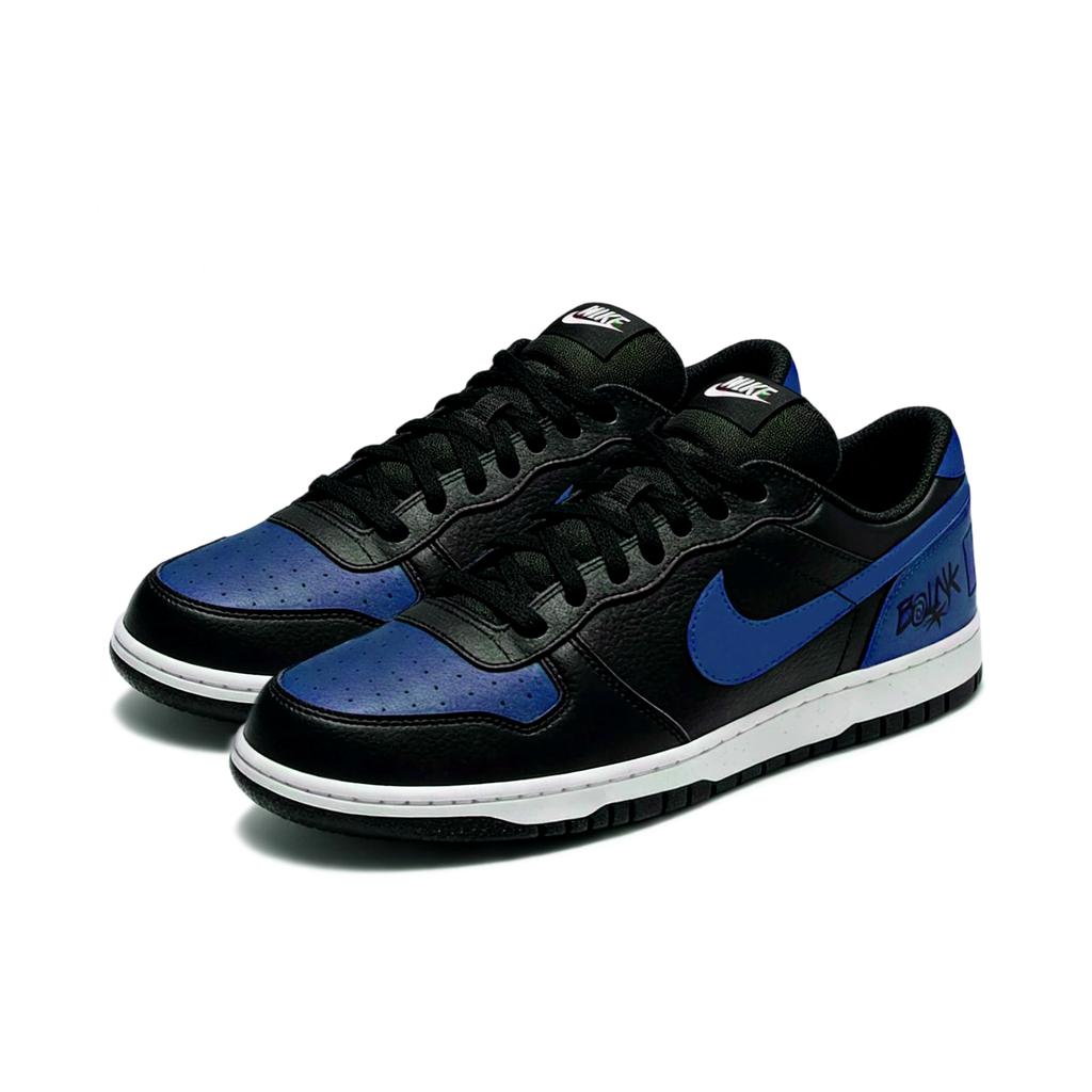 Nike Big NIKE LOW Abrasion Resistant Breathable Low top Skateboard Shoes Unisex Black Blue 355152-016(Team1801-)
