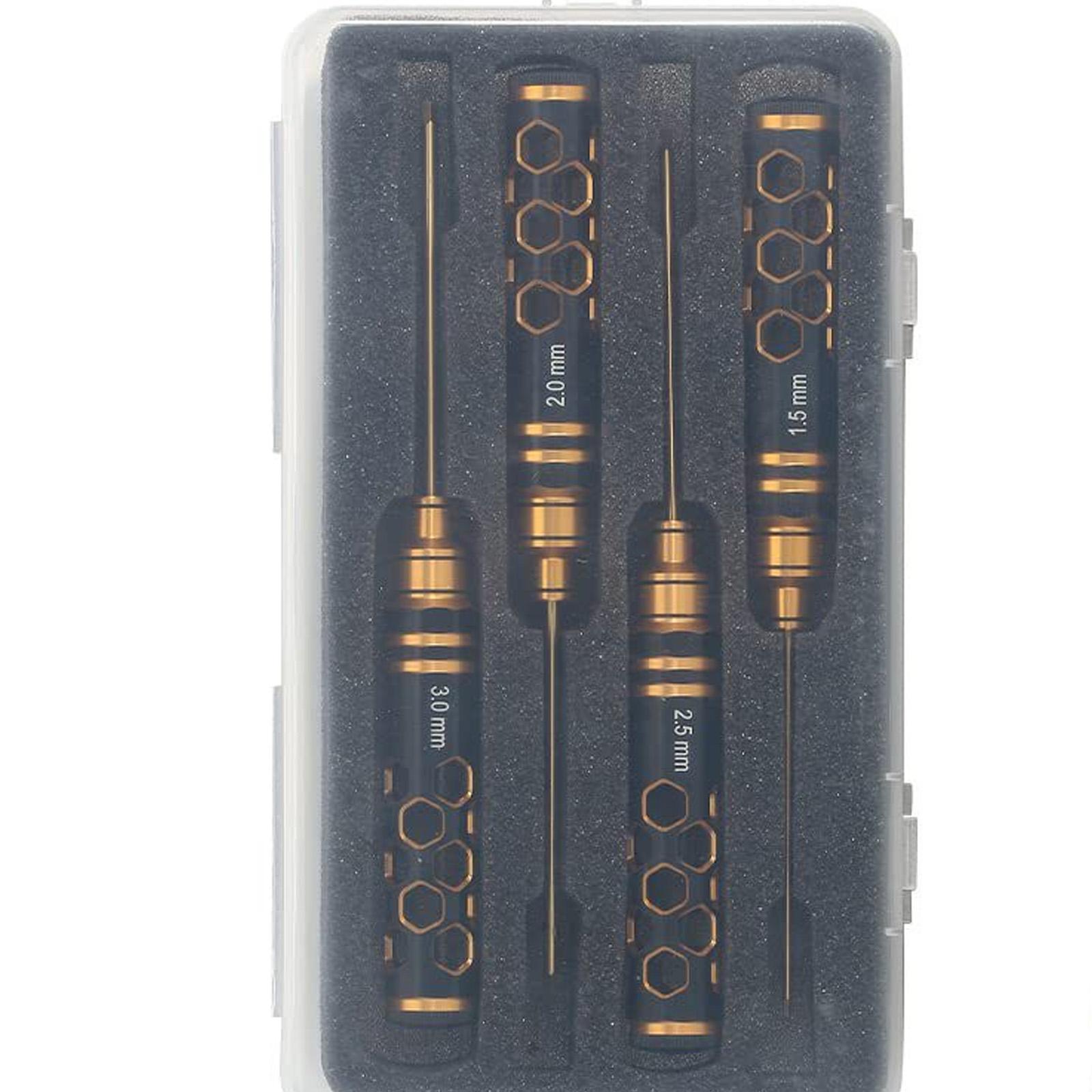 

Steel Hex Screw Driver Set 4 Piece Nonslip Handle 1.5/2/2.5/3.0mm Allen Wrench for Precisions Tool Repair Applications 1