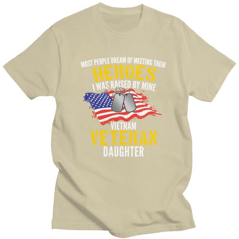 Custom Raised By My Hero Proud Vietnam Veterans Daughter T Shirts for Men 100 Cotton Tees Veteran Day Patriotic Tshirts Tshirt