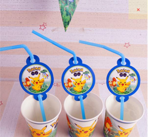 Pokmon Pikachu Complete Party Set With Paper Banners Plates Hats For Kids Birthday Decorations